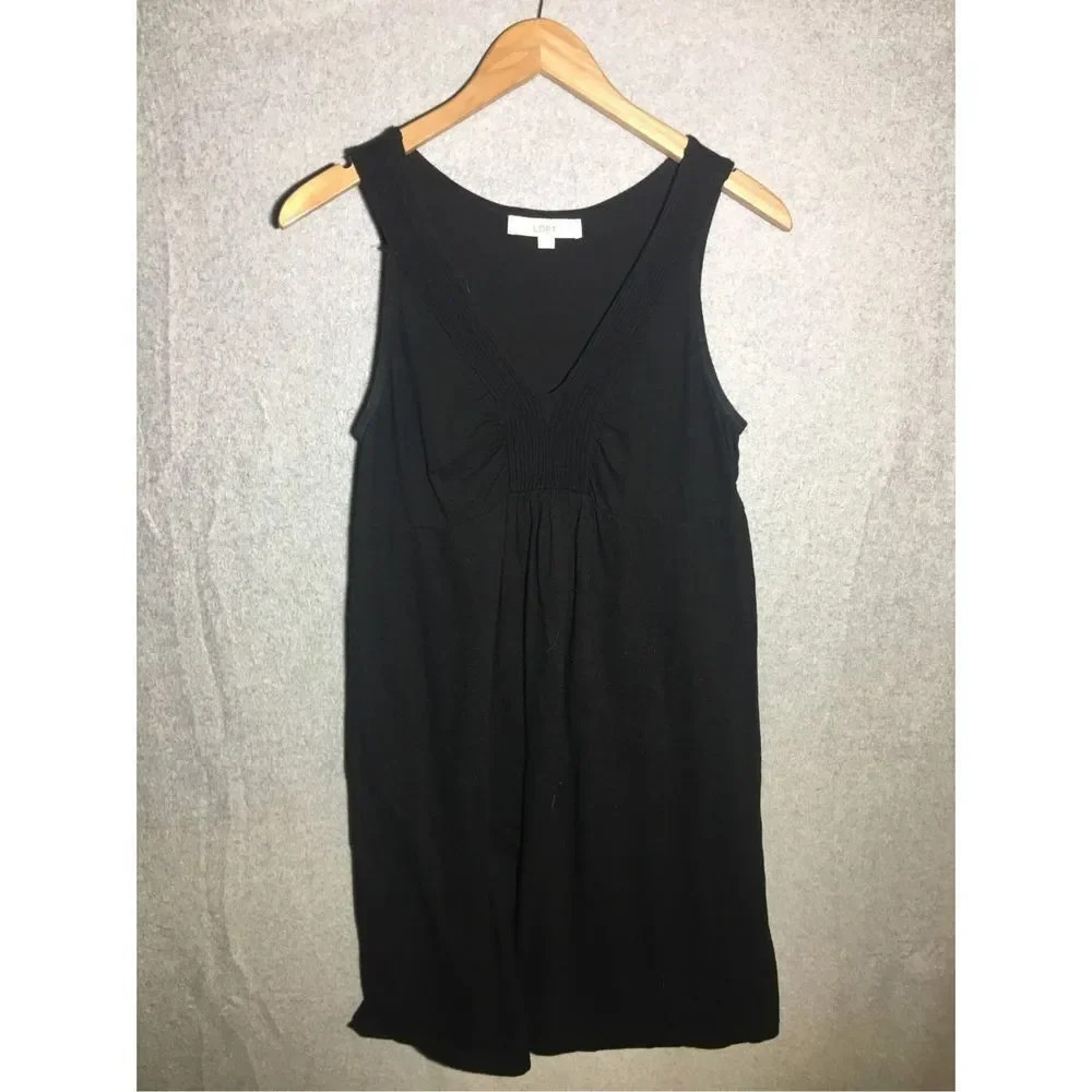 Womens Loft Dress Black V Neck Casual Little Black Dress Capsule Wardrobe Work